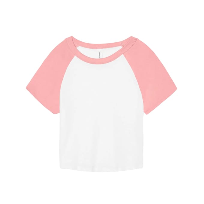 Bella+Canvas Women´s Micro Rib Raglan Baby Tee BL1201 - White/Pink - M