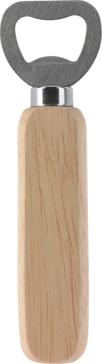 Excellent Houseware Flessenopener - RVS - eikenhout - 14 cm - bieropener