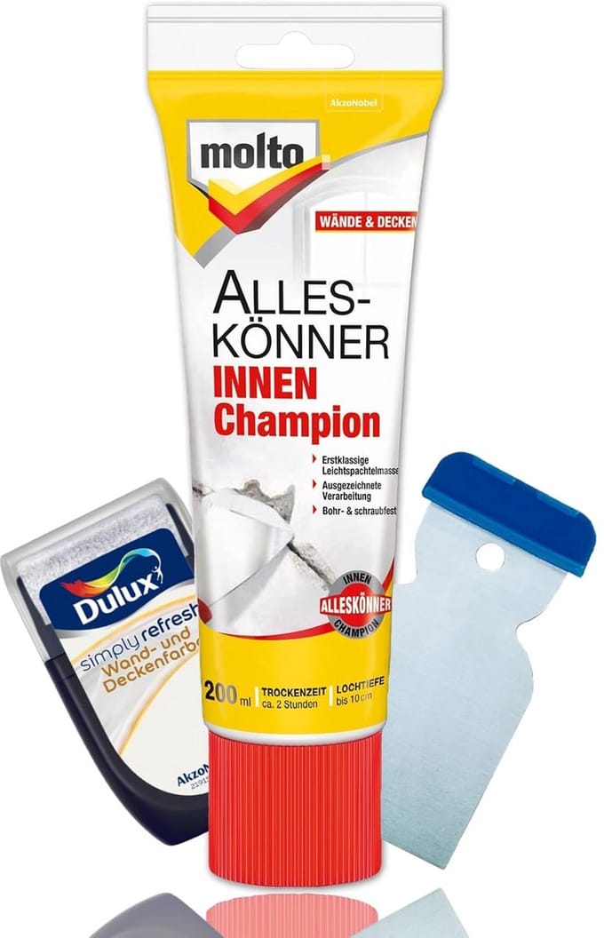 Kant-en-klare plamuur reparatieset voor binnen met verfroller en spatel
