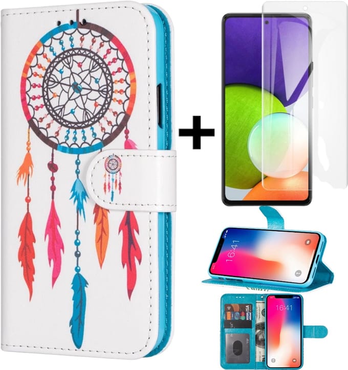 Rico Vitello print wallet Case Geschikt voor Samsung Galaxy A20E + Gratis screenprotector (1)