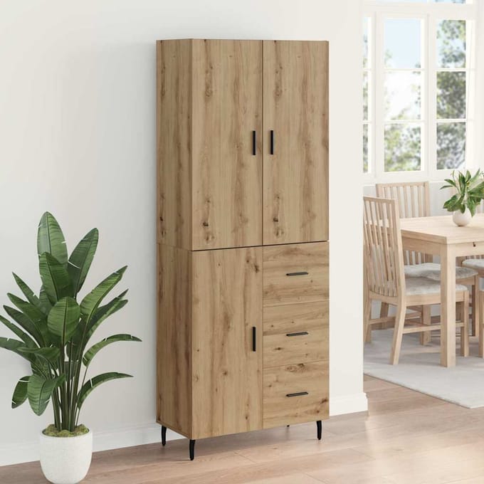 vidaXL - Highboard - 2 - st - Artisan - Eiken - 69,5 - x - 34 - x - 180 - cm - Bewerkt - hout