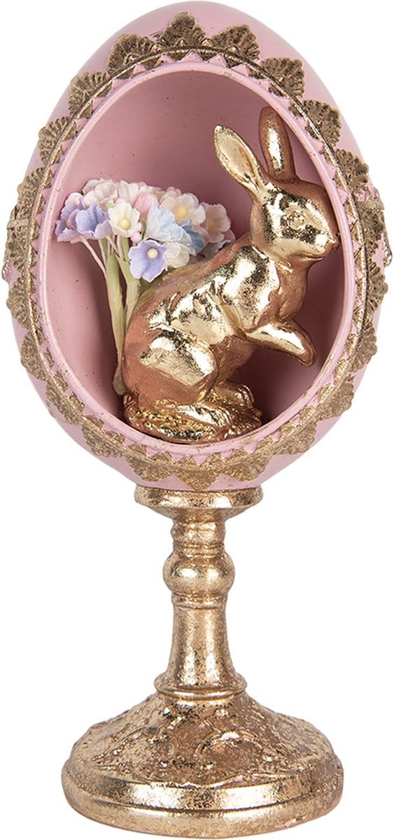 Clayre & Eef Decoratie Beeld Ei 11x10x21 cm goudkleurig roze Kunststof