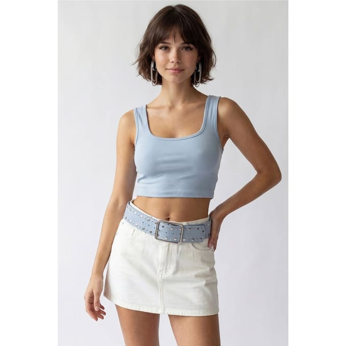 Dames Getailleerde Vierkante Hals Crop Tanktop