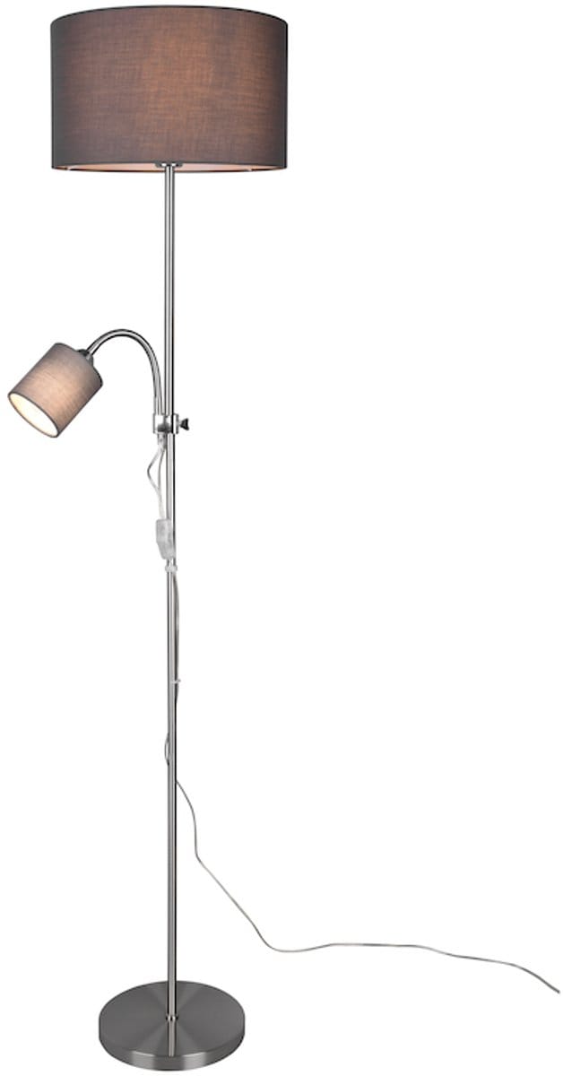 REALITY OWEN Vloerlamp - Nikkel mat - excl. E14 / E27 - Flexibele leeslamp - Apart schakelbaar