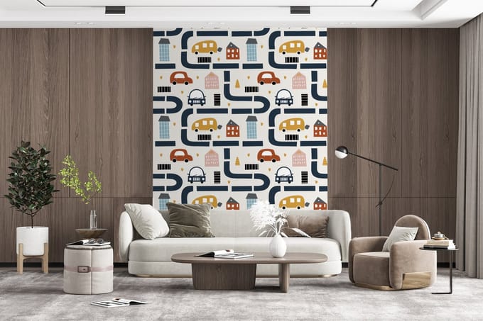 Behang - Fotobehang Design - Jongens - Auto - Kinderen - Breedte 160 cm x hoogte 220 cm