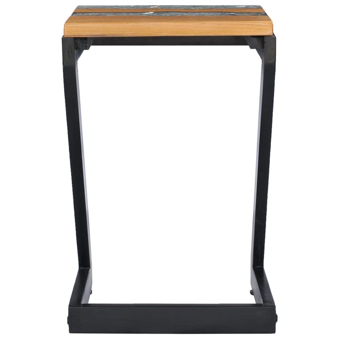vidaXL - Salontafel - 30x30x50 - cm - massief - teakhout - en - polyresin