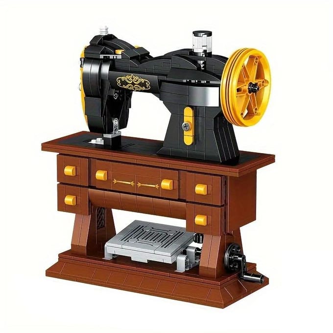 633 PIÈCES Blocs de Construction Machine à Coudre Rétro Jouet DIY Modèle Créatif de Bureau Cadeau de Vacances pour Enfants black