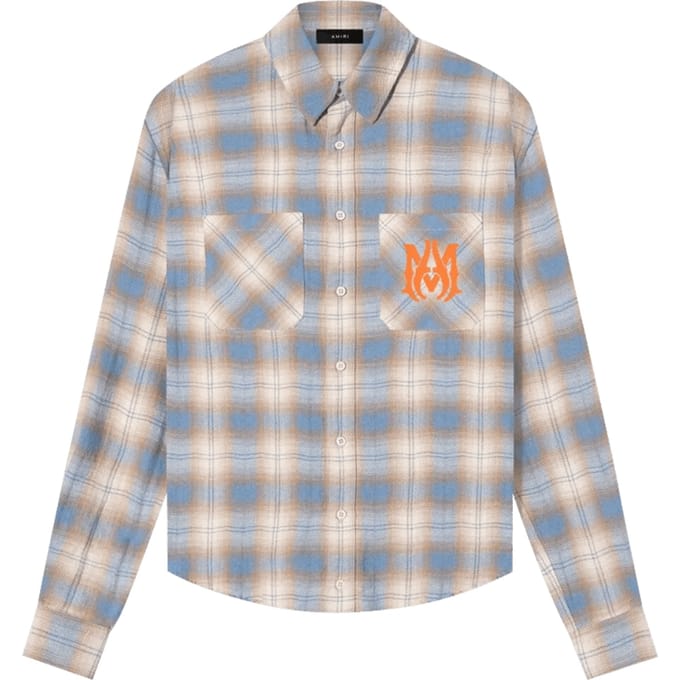 Amiri Ma Vintage Stencil Plaid Blauw