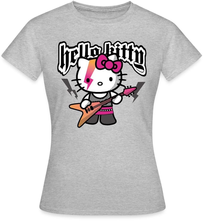 Hello Kitty In Een Rockoutfit Speelt E-gitaar T-Shirt Dames