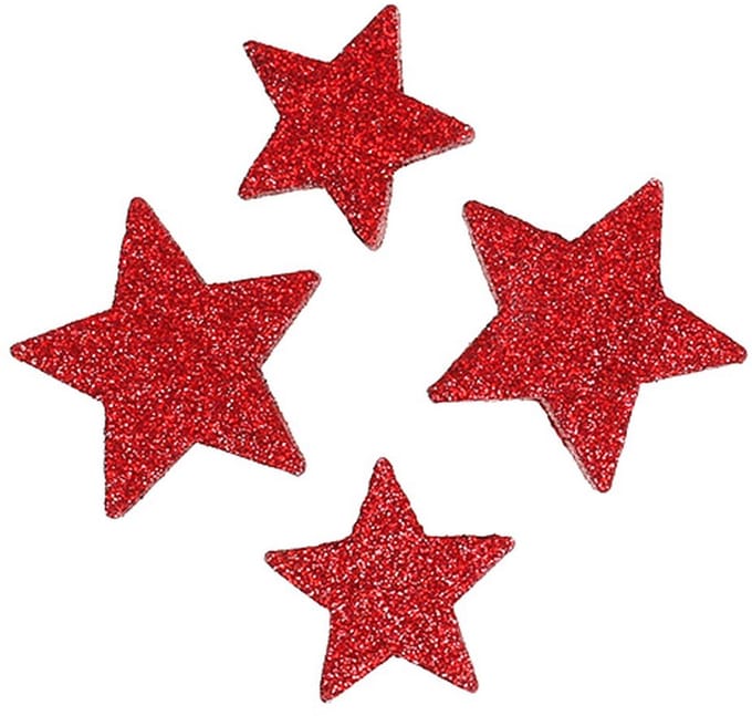 Strooidecoratie sterren rood, mica 4-5cm 40 st, 40 Stück