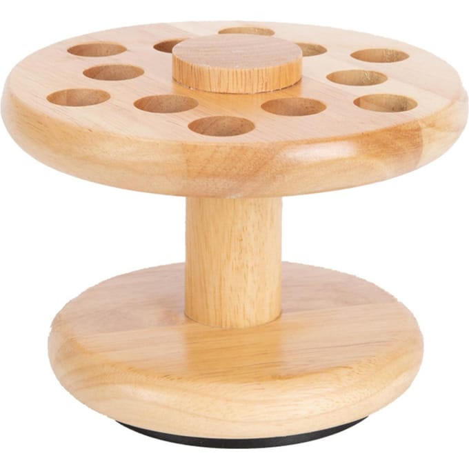Draaibaar opbergrek van rubberhout Kappersschaar- en kamorganizer Multifunctionele opbergruimte beige