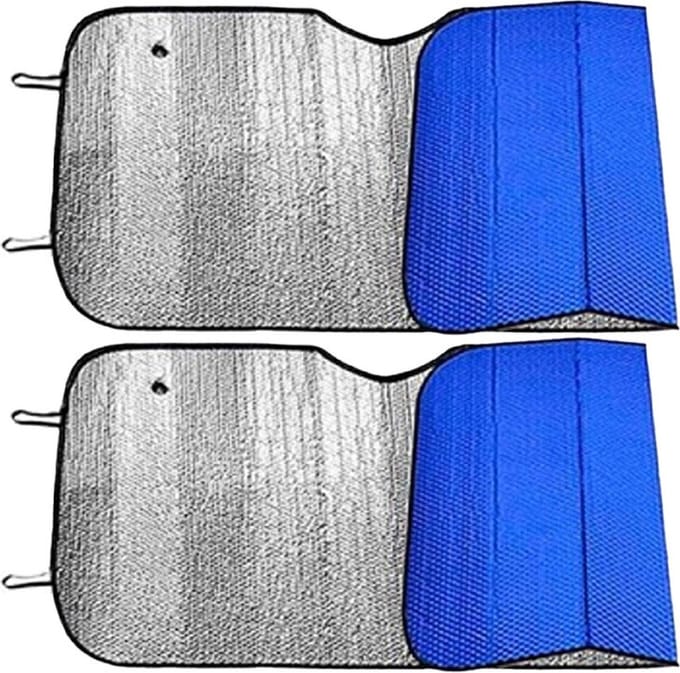 Concorde Auto zonnescherm - 2x - blauw - aluminium - L60 x B130 cm