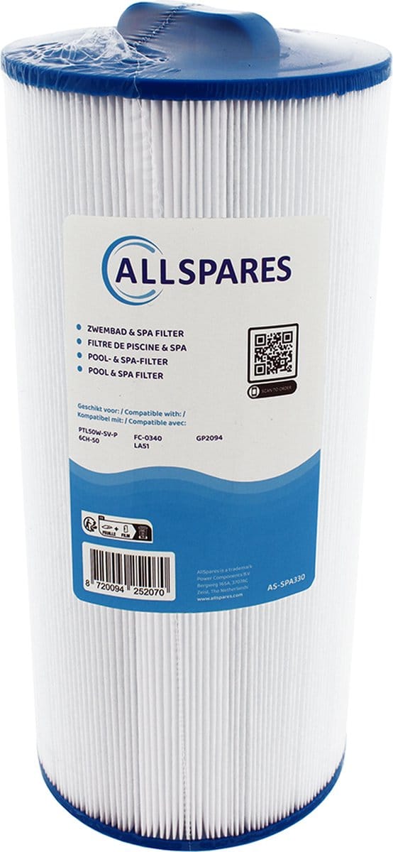 AllSpares Spa Waterfilter PTL50W-SV-P-4 / 6CH-50 (Ø152x341mm)-