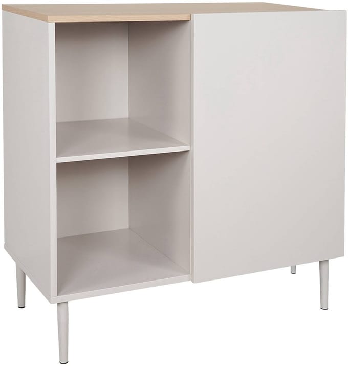 sweeek - Dressoir metaal en houtdecor 4 vakken 1 deur 80cm - ashton