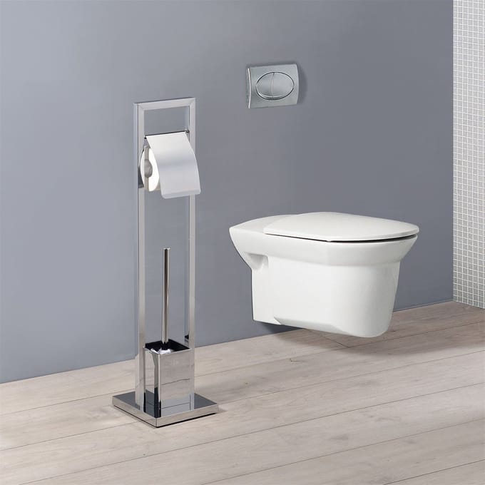 TOMA vrijstaande toiletrolhouder, verchroomd