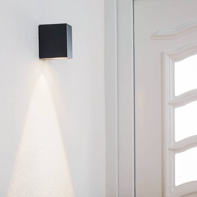 Lucande LED buiten wandlamp Tavi, antraciet, 9,5 cm, IP54