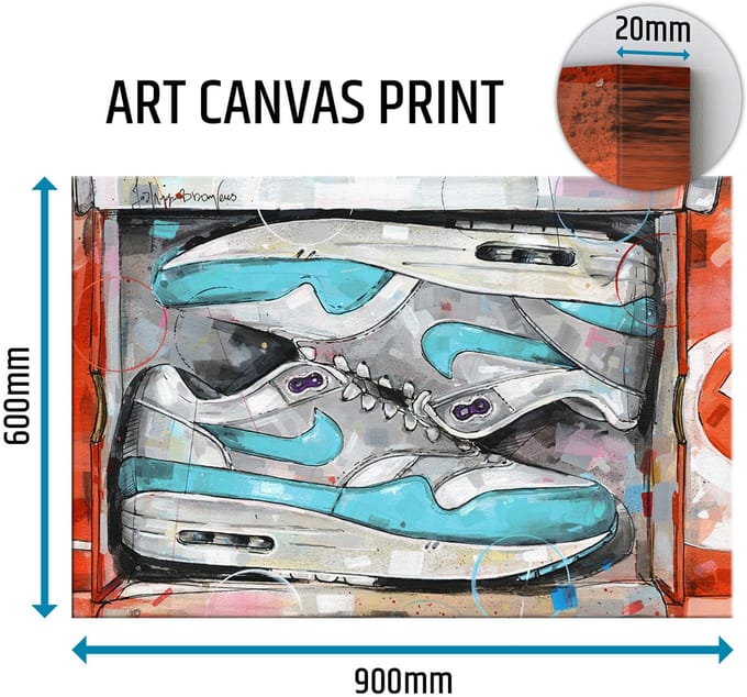 Sneaker canvas shoebox OG aqua purple 90x60 cm