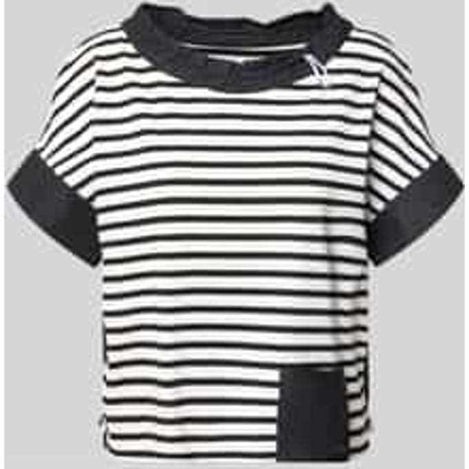 T-shirt met ronde hals en trekkoord