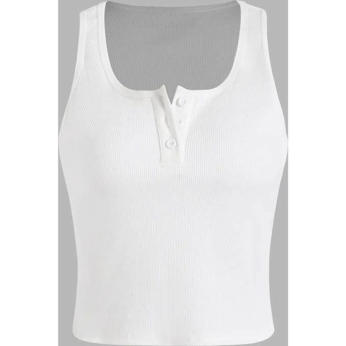 Basis Knop Gedetailleerde Crop Top