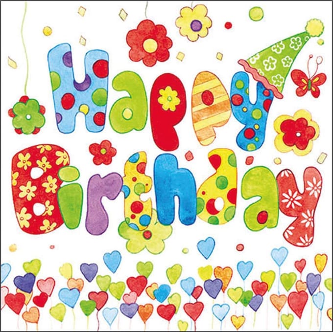 20x Tafel diner/lunch servetten 33 x 33 cm happy birthday verjaardag print
