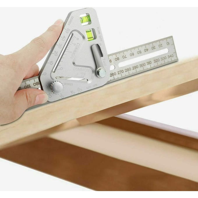Règle Triangle Multifonctionnelle pour Travail du Bois Règle d'Angle Outil de Menuiserie Révolutionnaire Outils de Mesure beige