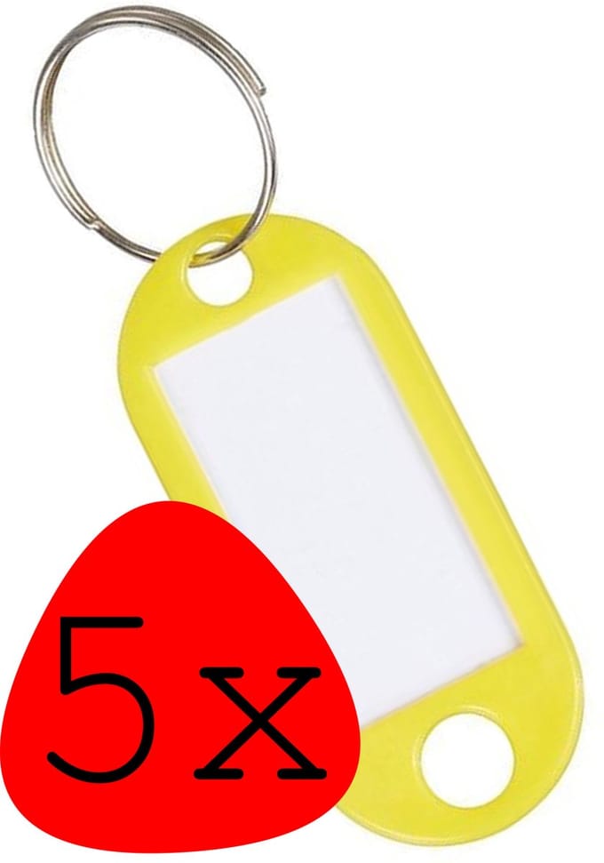 Sleutellabels Sleutelhanger Sleutellabel Bagagelabel Naamlabels - Geel - 5x