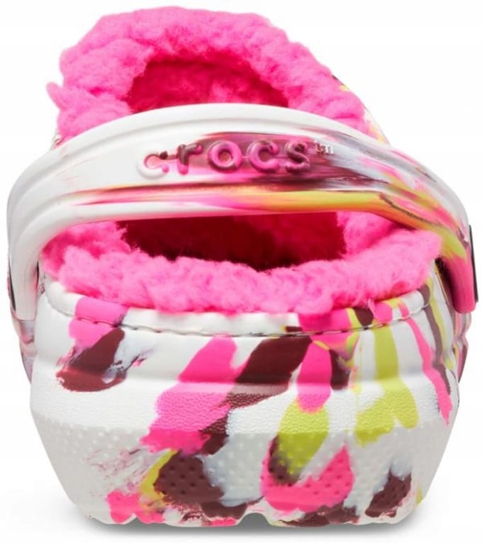 Crocs Classic Lined Marbled - Kinderen Pantoffels - Electric Pink/Multi - Croslite™ Materiaal - Warm Gevoerd