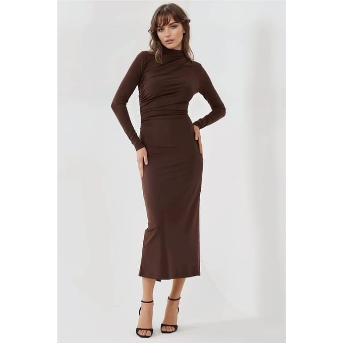 Bodycon Gedrapeerde Midi-jurk