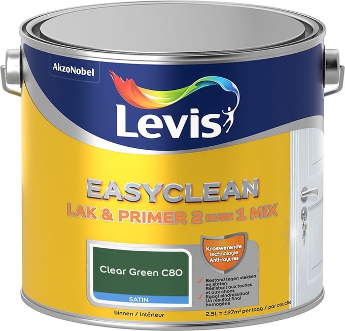 Levis - Easyclean Lak & Primer 2-In-1 Mix - Clear Green C80 - Mengverf - 2,5 L