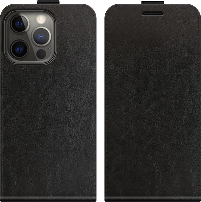 Just in Case hoesje geschikt voor iPhone 13 Pro - Flip Case met Pasjeshouder - Zwart