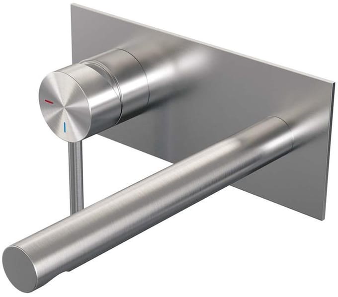 Brauer Brushed Edition Inbouw Wastafelmengkraan met Rechte Uitloop en Afdekplaat Model A2 RVS Geborsteld PVD