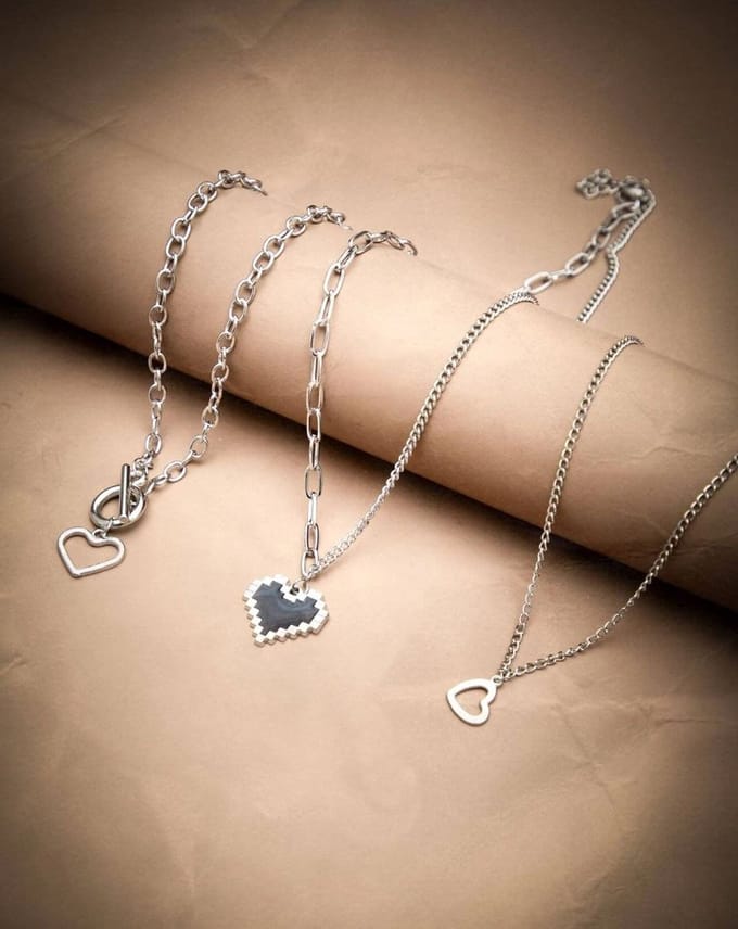 3 stuks kettingen hart