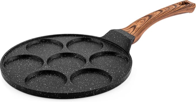 Westinghouse Pannenkoekenpan – Ø 26 cm – Inductie – Omeletpan – Eierpan – Black Marble Wood