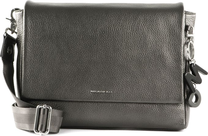 MANDARINA DUCK Leren Schoudertas Mellow Lux Messenger Graphite Donkergrijs