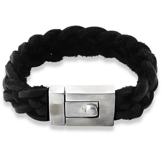 Amanto Armband Azarel - 316L Staal - Leer - 16mm - 19cm