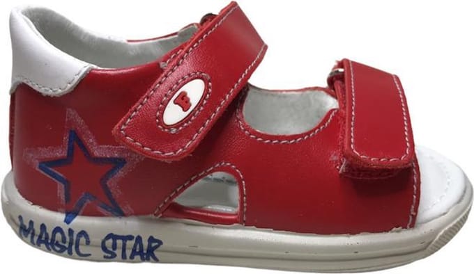 Falcotto velcro blauwe ster lederen sandalen Etesian Rood mt 19