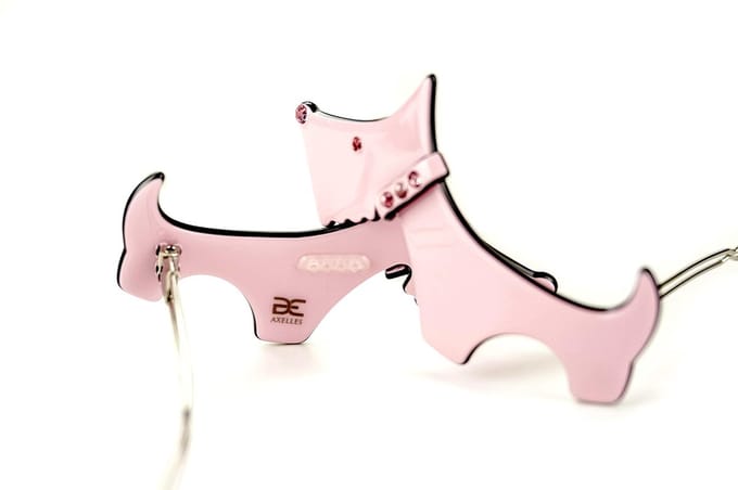 Luxe haarspeldje hondje & strass (2 set, oud roze)