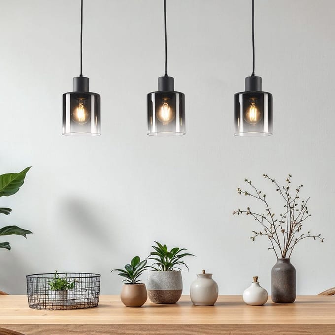 LumenXL Hanglamp Lyra - smoke glas - verloop, 3-lichts