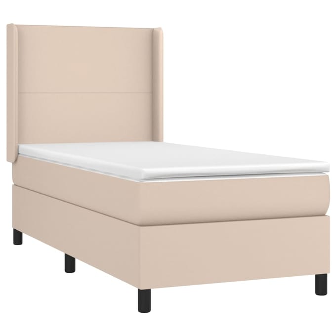 vidaXL - Boxspring - met - matras - kunstleer - cappuccinokleurig - 100x200 - cm