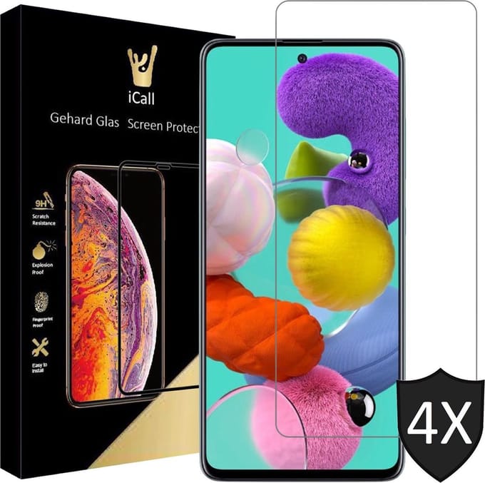 Screenprotector geschikt voor Samsung A51 - 4x Glas Screen Protector