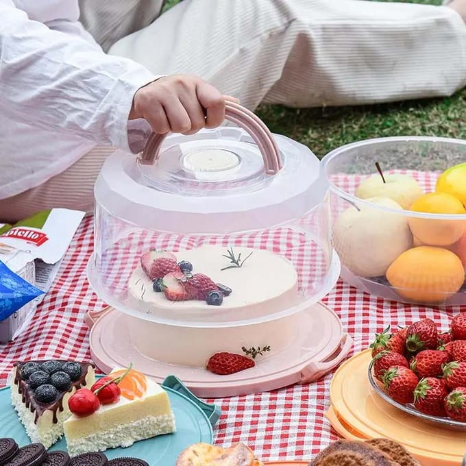 8 Inch Portable Cake Box Dessert Translucent Box Refrigerator Fresh-keeping Box Outdoor Food Storage Container Box Reusable Portable Packing Box vert