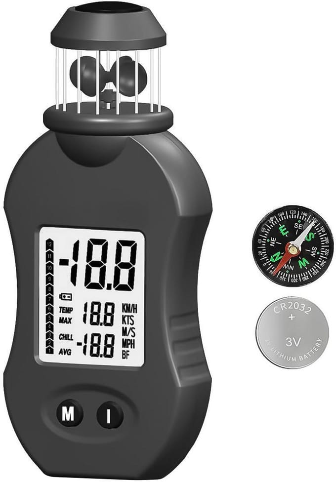 Digitale Windmeter Anemometer met Kompas - Meet Windsnelheid en Temperatuur