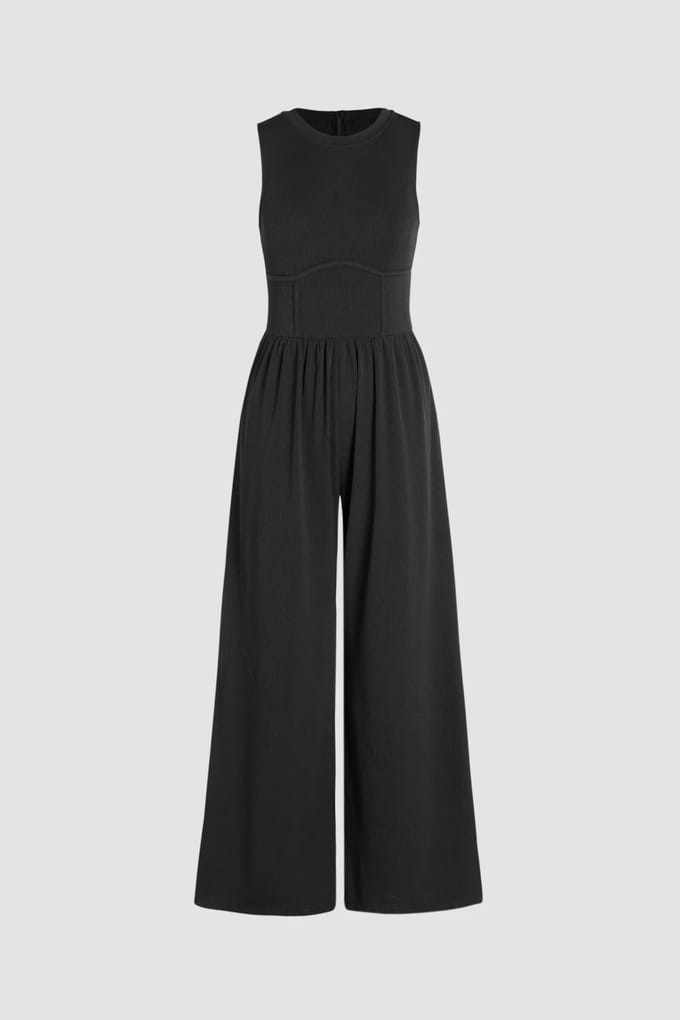 Crew Neck Brede Pijpen Jumpsuit