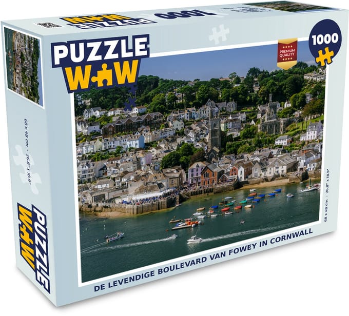 Puzzel De levendige boulevard van Fowey in Cornwall - Legpuzzel - Puzzel 1000 stukjes volwassenen