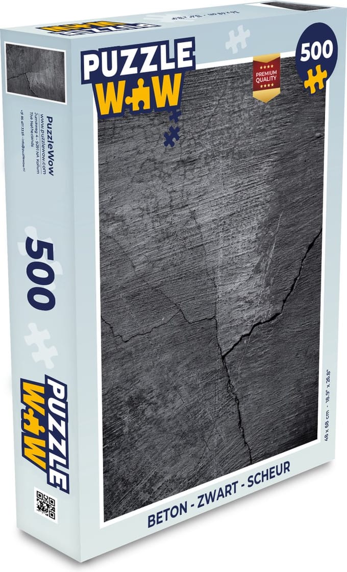 Puzzel Beton - Zwart - Scheur - Legpuzzel - Puzzel 500 stukjes