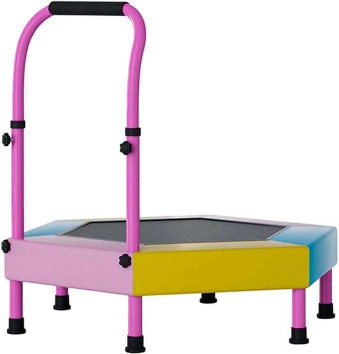 Mini Trampoline - Springapparaat Kinderen - Binnen Spelen - Verstelbare Handgreep - 3FT - Roze