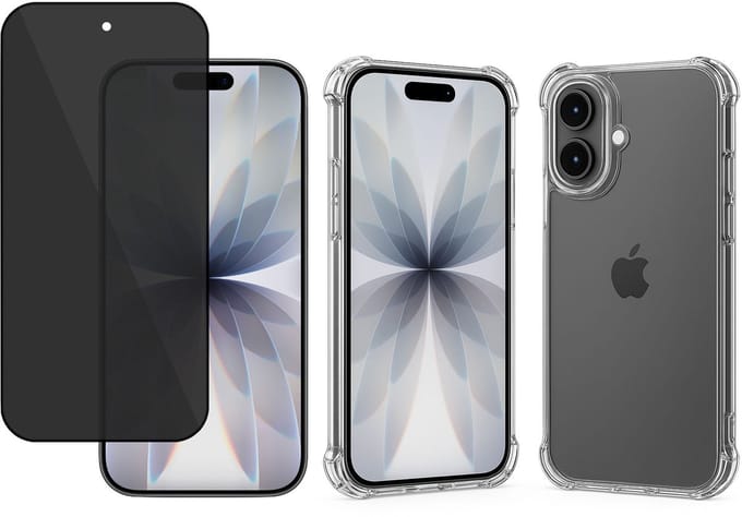 TechNow Hoesje + Privé Screenprotector geschikt voor iPhone 17 Hoesje Screenprotector - Privacy Tempered Glass - Case Transparant