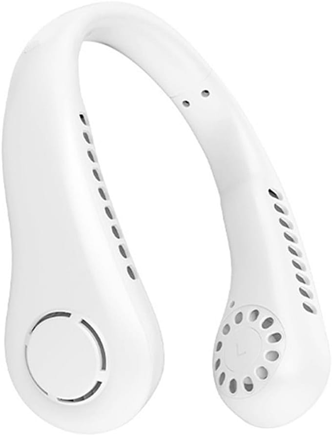 Witte nekventilator, persoonlijke ventilator met 3 modussen USB-gevoed, stille draagbare ventilator voor reizen, sport en kantoor