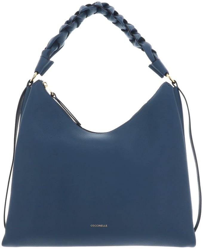 COCCINELLE Leren schoudertas Boheme Grana Double Shoulder Bag Deep Blue / Sandshell blauw