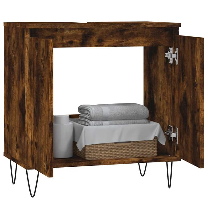 vidaXL Badkamerkast 58x33x60 cm bewerkt hout gerookt eikenkleurig